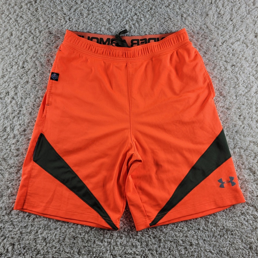 Under Armour NFL Combine Shorts Mens Large Orange 1243227 Training Mesh Excellen - Picture 4 of 13